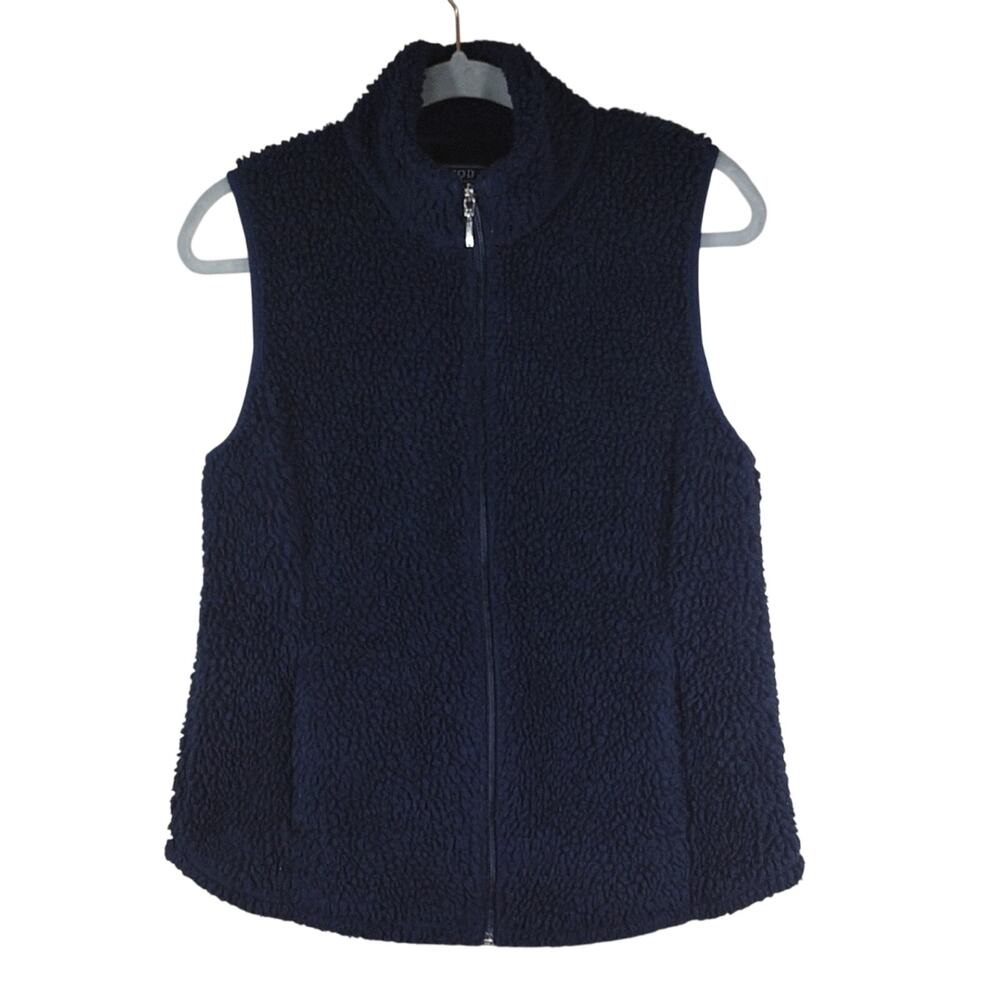 Izod Blue Sleeveless Fleece Sherpa Winter Outdoor Casual Warm Fuzzy Cozy Vest